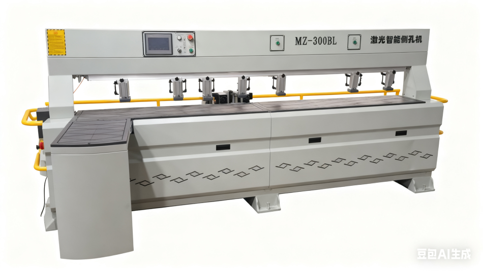 家具三合一数控打孔机 拉米诺隐形件智能侧孔钻 激光红外线扫描智能悬浮磁侧孔机 水平打孔划槽